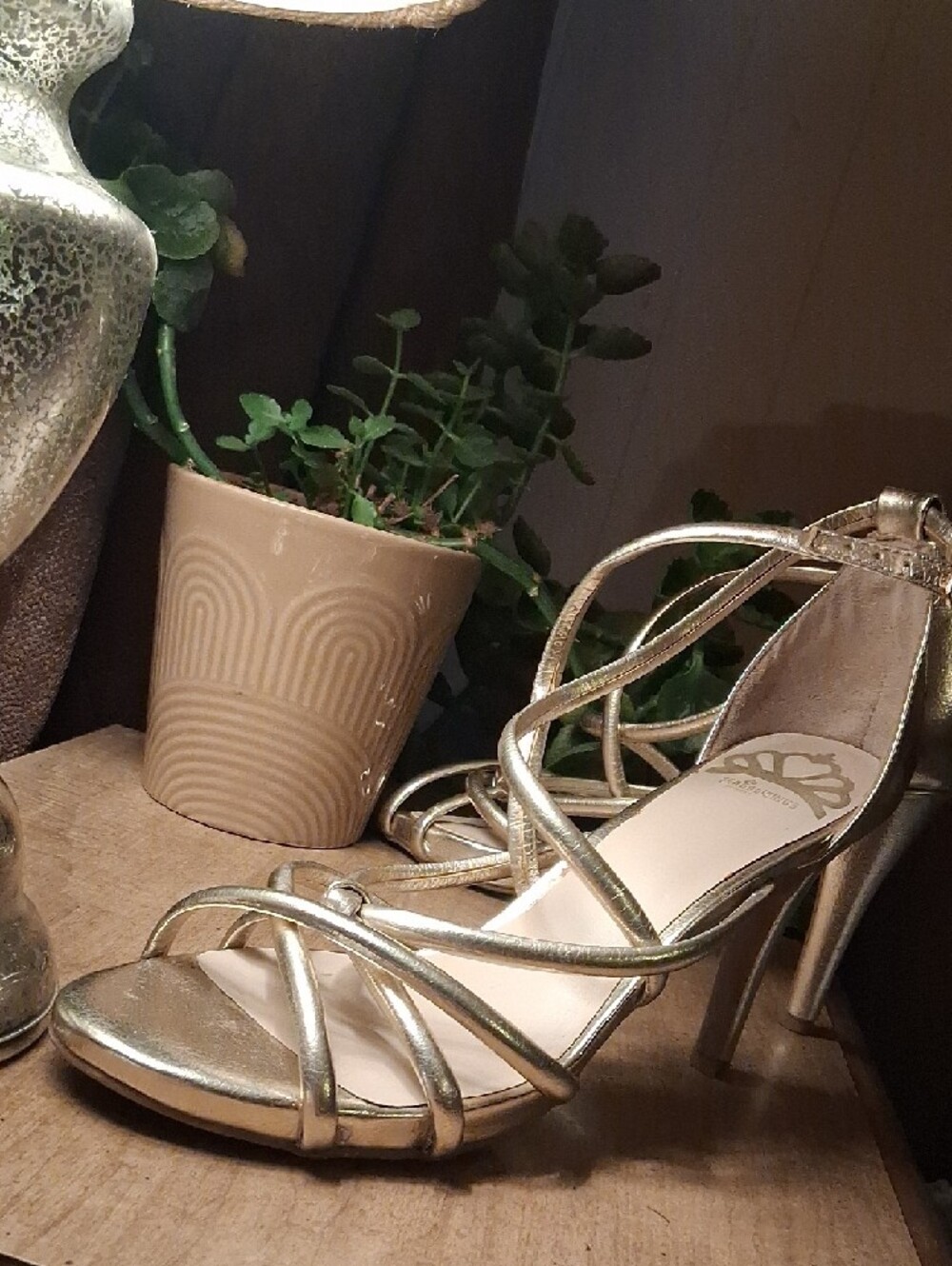 Fergalicious Metallic Gold Strappy High Heels - Picture 11 of 16